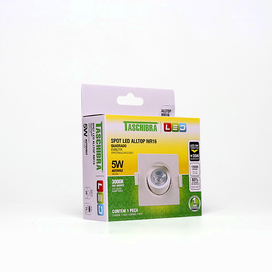 SPOT LED ALLTOP TASCHIBRA MR16 QUADRADO 5W 3000K BIVOLT