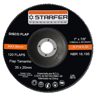 DISCO FLAP 7'' X 7/8'' GRÃO 40 STARFER