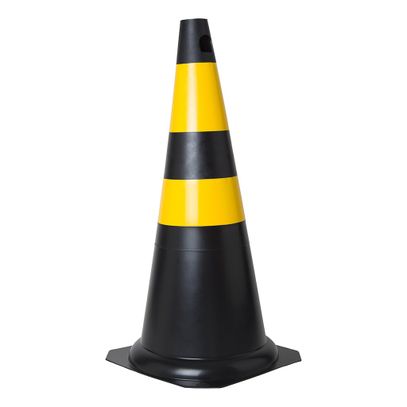 CONE 70cm PRETO E AMARELO REFLETIVO PLASTCOR