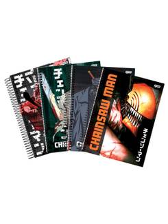 CADERNO UNIV CAPA DURA 10X1 160FLS - CHAINSAW MAN - UN - JANDAIA