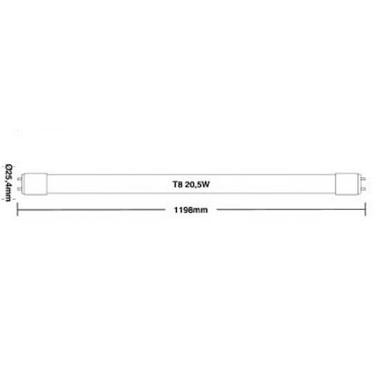LÂMPADA LED TUBULAR T8 TASCHIBRA LUZ BRANCA 6500K 20,5W BIVOLT