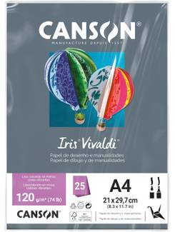 PAPEL IRIS VIVALDE 120G 25FL A4 - CINZA ESCURO - UN - CANSON