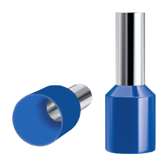 TERMINAL ISOLADO TUBOLAR SIMPLES AZUL SFOR 16MM - PACOTE C/10 UN