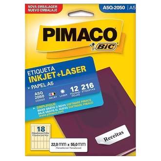 ETIQUETA INKJET/LASER A5 12FL A5Q-2050 - 22X55 - UN - PIMACO