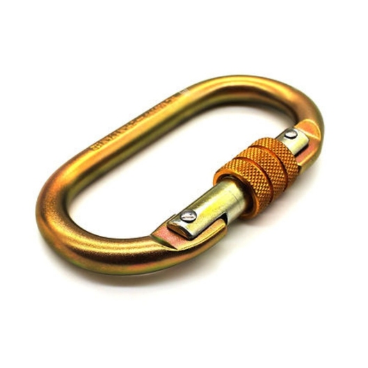 MOSQUETÃO AÇO OVAL C/ TRAVA ROSCA 25KN SIDEUP AMARELO