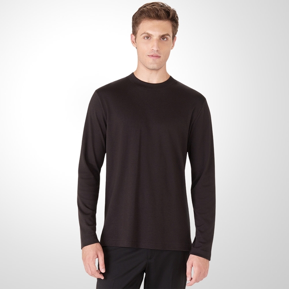 CAMISETA MASCULINA INTERLOQUE GOLA MÉDIA PRETA RICARDO ALMEIDA