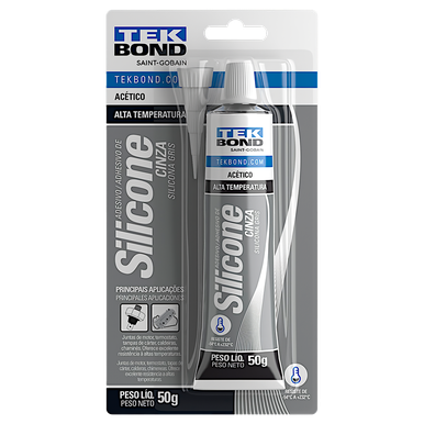 SILICONE ACÉTICO CINZA DE ALTA TEMPERATURA 50 G TEKBOND