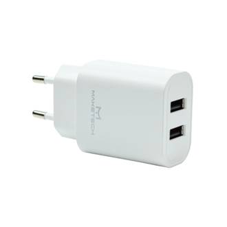 KIT CARREGADOR TOMADA 2 USB C/CABO USB C - CM-109C 12W - BRANCO - UN - MAKETECH