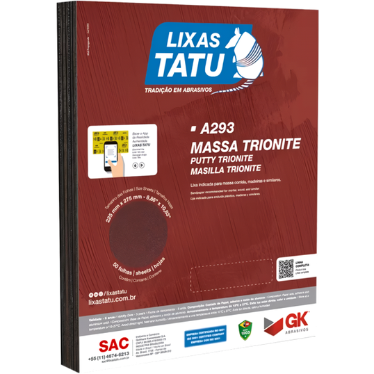 FOLHA DE LIXA MASSA TATU TRIONITE GRÃO 80