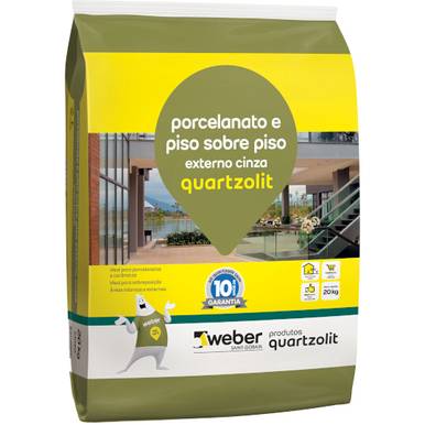 ARGAMASSA QUARTZOLIT PORCELANATO E PISO SOBRE PISO 20 KG CINZA USO EXTERNO