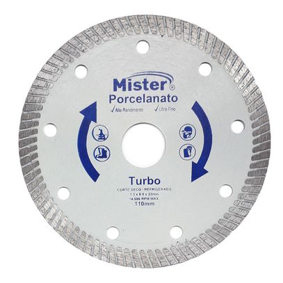 DISCO DIAMANTADO PORC MISTER 110mm FINO TURBO