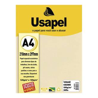 PAPEL VERGE 180G 50FL A4 25029 - CREME - UN - USAPEL