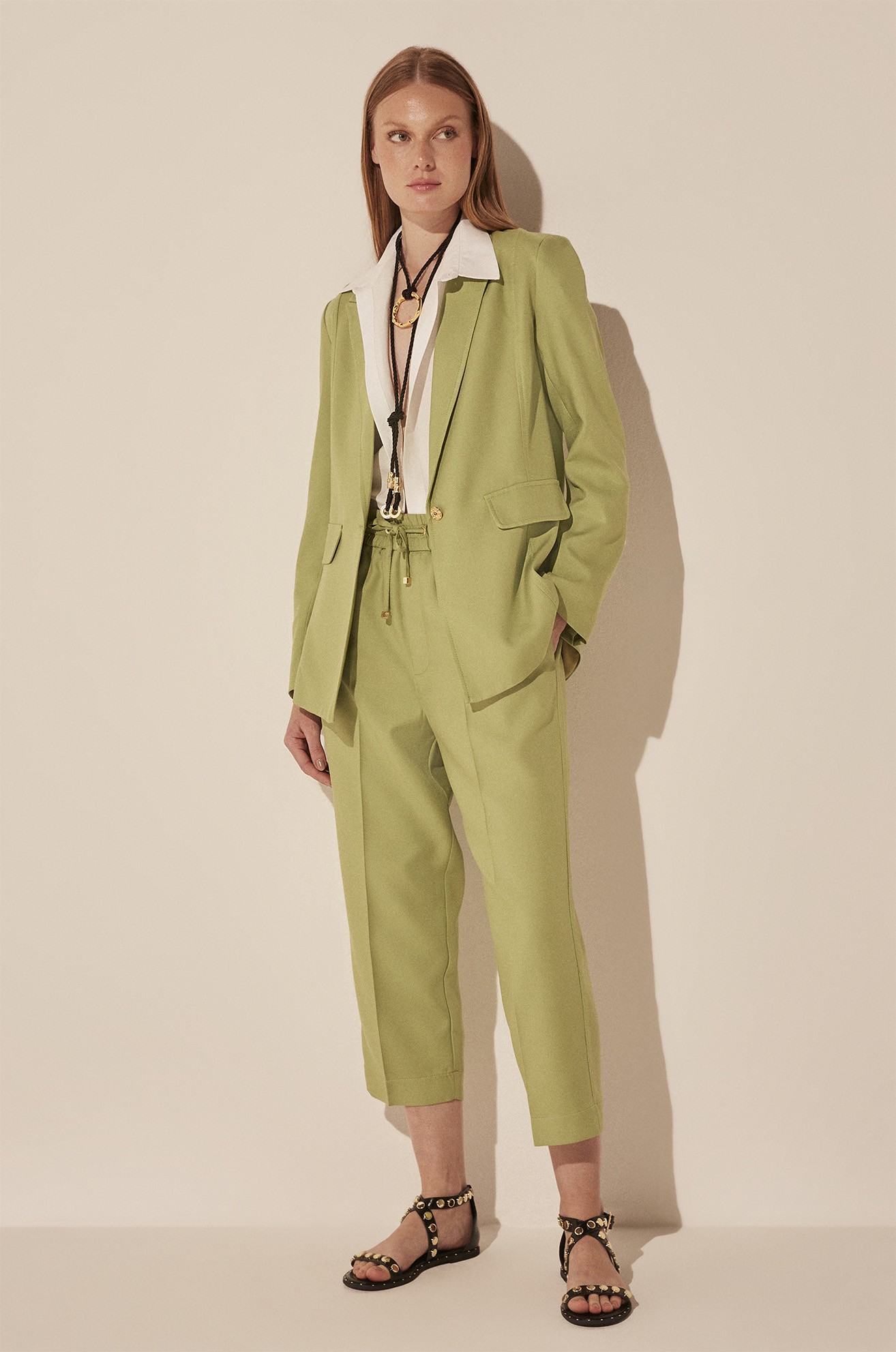 Blazer regular alfaiataria folhas