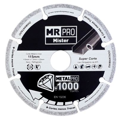 DISCO CORTE METAL/INOX MRPRO 115mm DIAM 1000CORTES MISTER