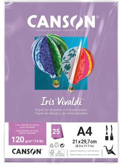 PAPEL IRIS VIVALDE 120G 25FL A4 - LILAS - UN - CANSON