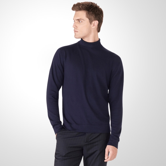 TRICOT MASCULINO PIMA GOLA ROLÊ AZUL RICARDO ALMEIDA