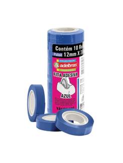 FITA ADESIVA COLORIDA 12X10  - AZUL - PCT 10 - ADELBRAS