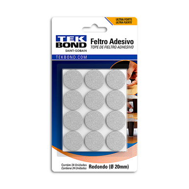 FELTRO ADESIVO TEKBOND REDONDO BRANCO 20MM