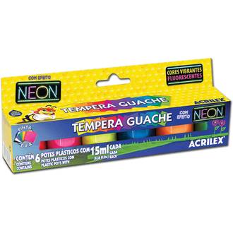 TINTA GUACHE NEON 15ML C/6 CORES - 01006 - UN - ACRILEX