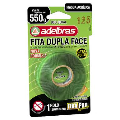 FITA DUPLA FACE ADELBRAS TRANSPARENTE 12 MM X 2.0 M