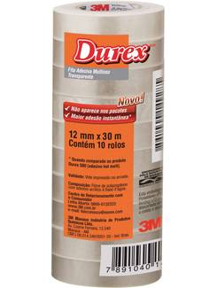 FITA ADESIVA DUREX 12X30  - TRANSPARENTE - PCT 10 - 3M