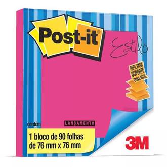 POST IT BLOCO ADESIVO 654 90F - 76X76 - PINK NEON - UN - 3M
