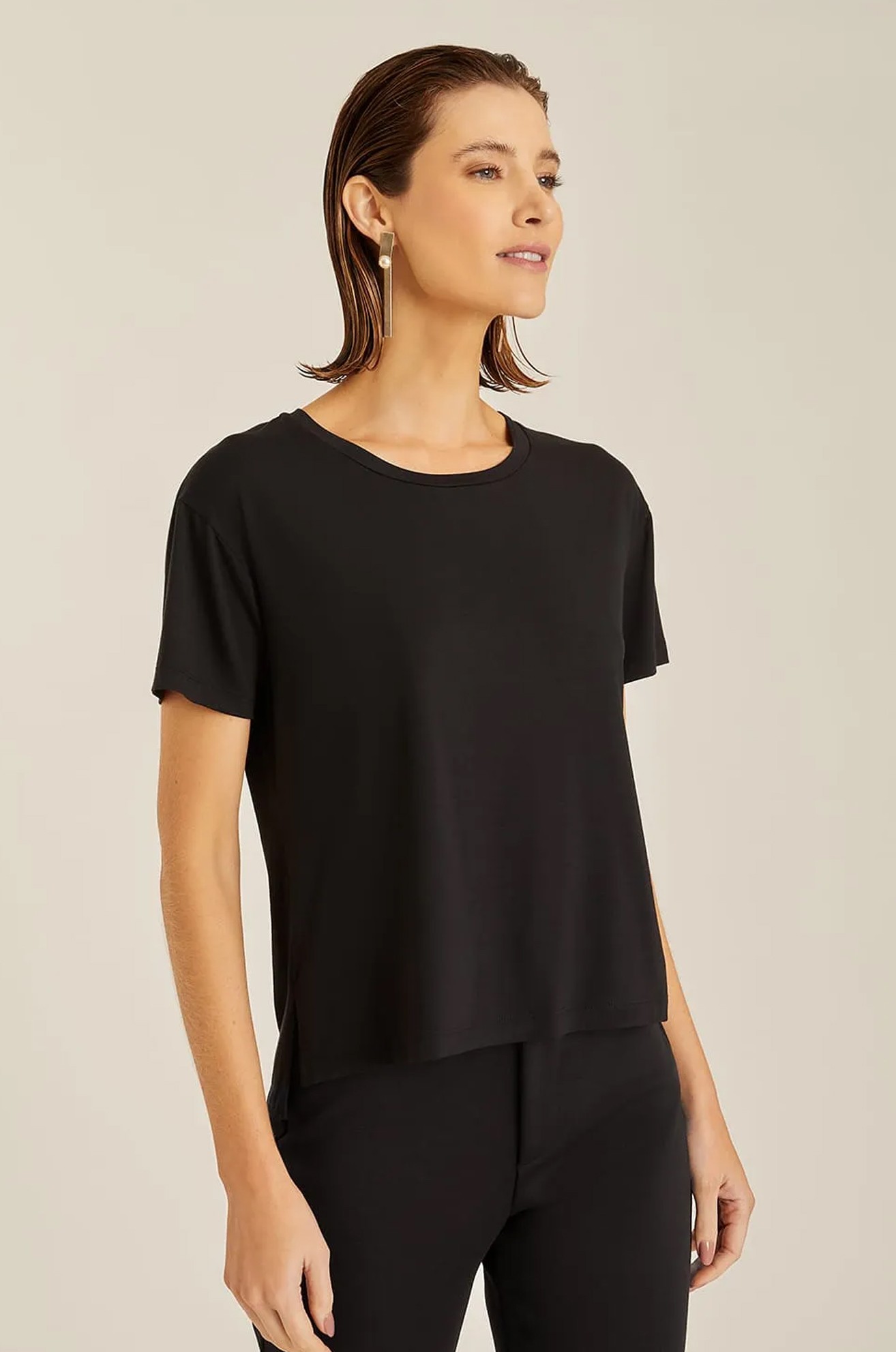 BLUSA MODAL QUADRI PRETO
