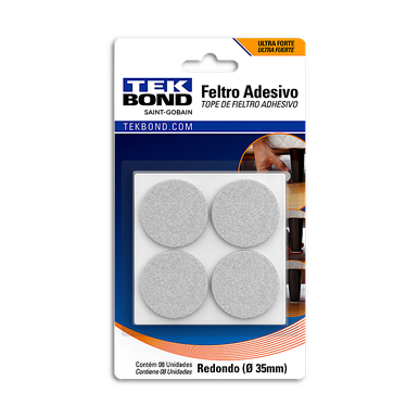 FELTRO ADESIVO TEKBOND REDONDO BRANCO 35MM