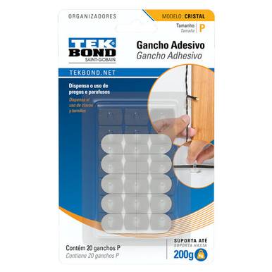 GANCHO ADESIVO PARA CABOS TEKBOND CRISTAL Tamanho: P