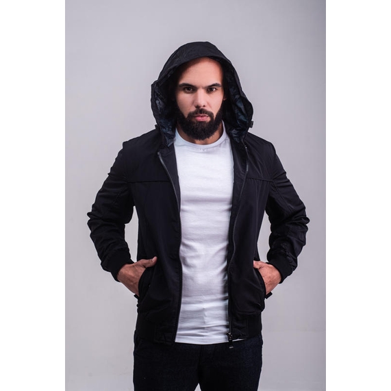 JAQUETA MASCULINA CASUAL PRETA PADRÃO