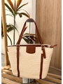 BOLSA ESTRUTURADA OFF WHITE COM ALÇA MARROM - 1
