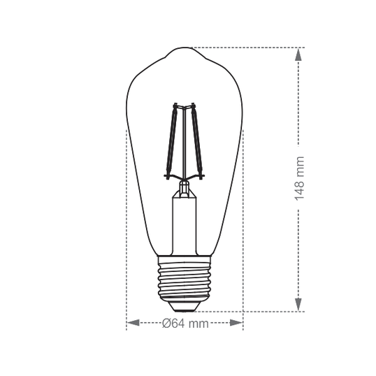 LÂMPADA LED TASCHIBRA FILAMENTO VINTAGE ST64 BIVOLT