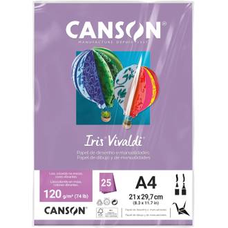 PAPEL IRIS VIVALDE 120G 25FL A4 - LILAS - UN - CANSON
