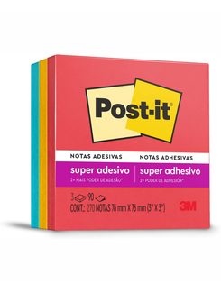 POST IT BLOCO ADESIVO 90F - 76X76 - C/3 - UN - 3M