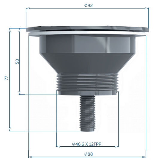 VÁLVULA DE ESCOAMENTO PARA PIA AMERICANA 3.1/2'' X 1.1/2'' VEDANTE EVA BLUKIT