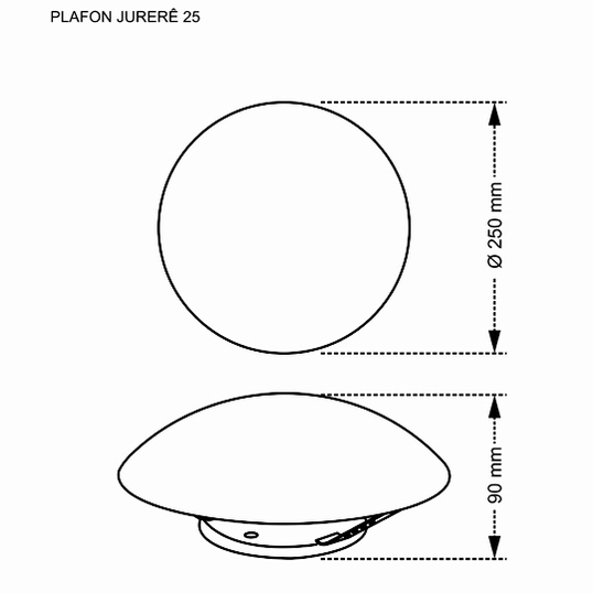 PLAFON REDONDO TASCHIBRA JURERÊ 25CM BRANCO