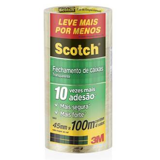 FITA DE EMPACOTAMENTO 45X100 5802 - TRANSPARENTE - PCT 4 - 3M