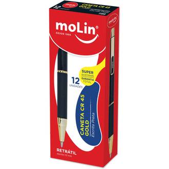 CANETA ESFER. RETRATIL 1,0MM - 1199 CR 45 GOLD - CX 12 - MOLIN
