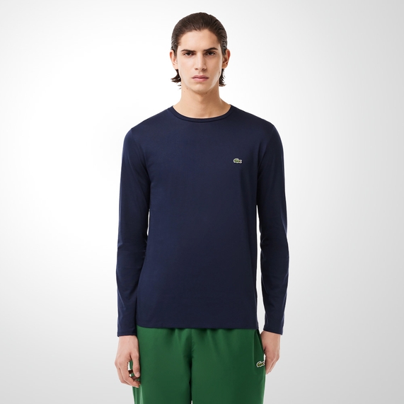 CAMISETA MASCULINA BÁSICA MANGA LONGA MARINHO LACOSTE
