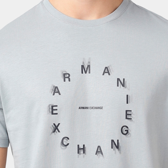 CAMISETA ARMANI EXCHANGE MASCULINA REGULAR FIT LOGO REDONDO CINZA