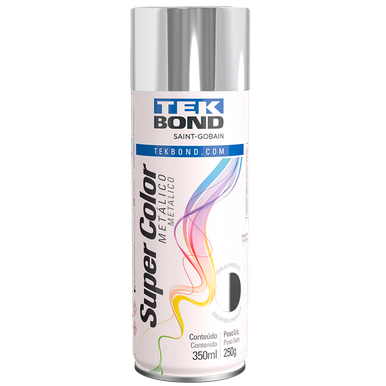 SPRAY TEKBOND SUPER COLOR ACABAMENTO METÁLICO CROMADO 350ML