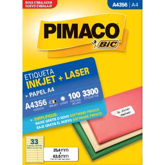 ETIQUETA INKJET/LASER A4 100FL - A4356 - 25X63 - UN - PIMACO