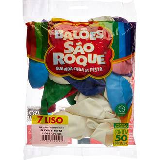BALAO 7 LISO C/50 SORTIDO - UN - SAO ROQUE