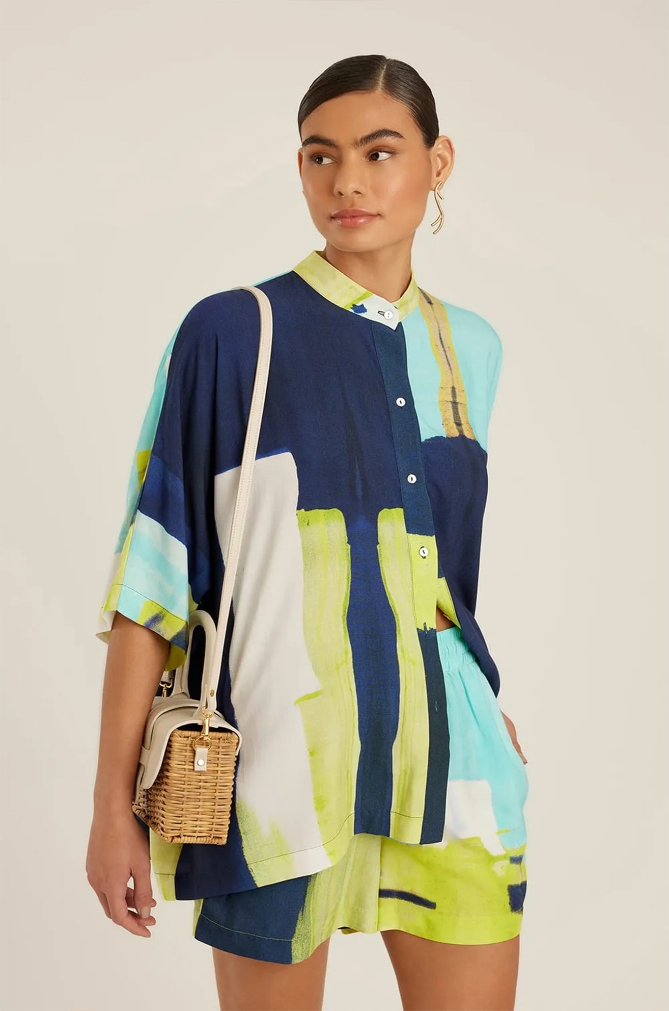 Camisa gola padre bleue