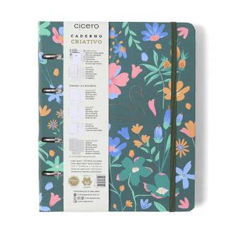 CADERNO ARGOLADO CLASSICA 17X24 / CISNE FLORAL VERDE - UN - CICERO