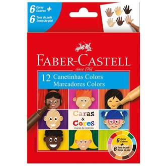 CANETA HIDROGRAFICA CARAS E CORES - C/12 CORES - PCT 6 - FABER