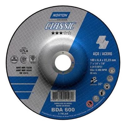 DISCO DESBASTE METAL CLASSIC BDA600 NORTON 7(180x6,4x22)