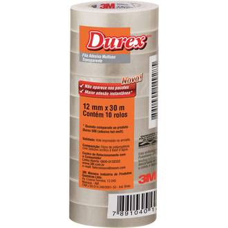 FITA ADESIVA DUREX 12X30  - TRANSPARENTE - PCT 10 - 3M
