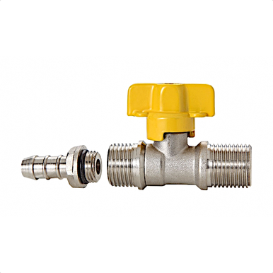 REGISTRO DE ESFERA PARA INSTALAÇÃO DE GÁS 1/2 X 1/2 EM COBRE NIQUELADO BLUKIT