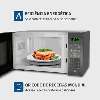 MICRO-ONDAS 34 LTS 220V MO-02-34-E - CINZA/ESPELHADO - UN - MONDIAL
